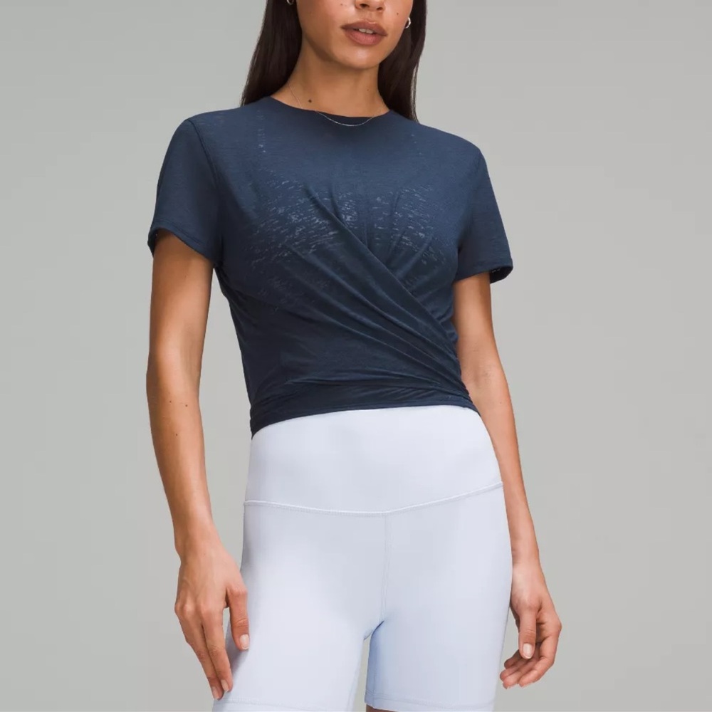lululemon athletica Tie-Waist Breathable Dark Blue Tee